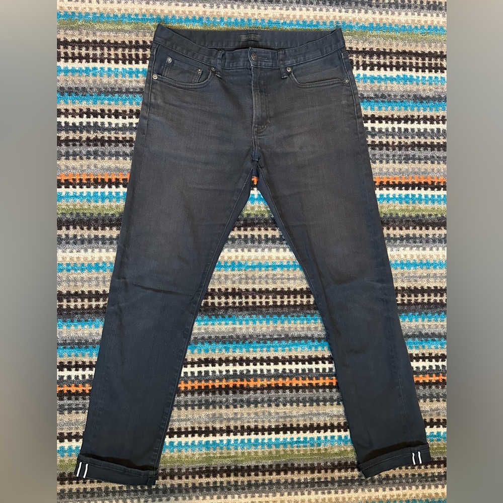 Uniqlo Men's Selvedge Denim Jeans Slim Straight Black 32x31